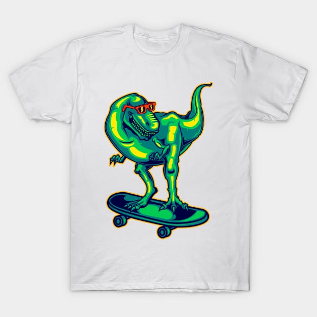 Neon - DIno - Raptor Skate - pos T-Shirt by ShirzAndMore